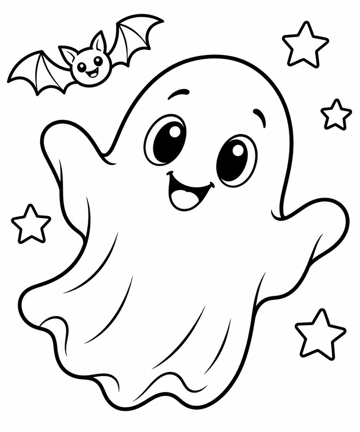 Not-So-Spooky Friendly Ghost coloring page for kids